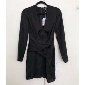 Missguided Silky Long Sleeve Panelled Shift Dress